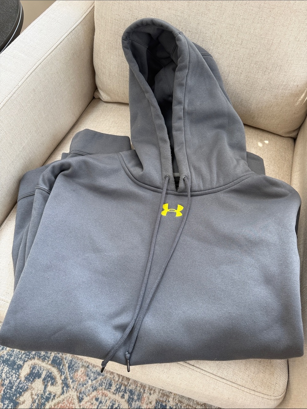 Under Armour Gray Hoodie with Neon Yellow Logo